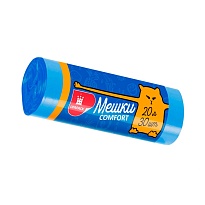 Мешки для мусора 20 л, синие, в рулоне 30 шт., ПНД, 8 мкм, 500х400 мм, Comfort, М0017 (МН 20-30с) в Кинешму