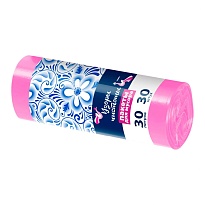 Мешки для мусора 30 л, розовые, в рулоне 30 шт., ПНД, 8 мкм, 560х480 мм, Узоры Чистоты, МУ3605 (ММЭ-30роз) в Кинешму