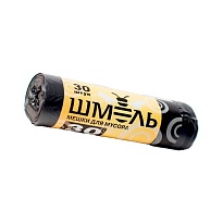 Мешки для мусора 30 л, черные, в рулоне 30 шт., ПНД, 7 мкм, 600х500 мм, ШМЕЛЬ, 4625 в Кинешму