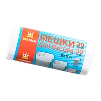 Мешки для мусора 30 л, белые, в рулоне 30 шт., ПНД, 5 мкм, 560х480 мм, Эконом, МЭ2585 (МНЭ 30-30б) в Кинешму