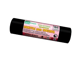 Мешки для мусора 180 л, ароматизированные, черные, в рулоне 10 шт., ПВД, 50 мкм, 1100х930 мм, EXTRA black, 18008301 в Кинешму