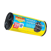 Мешки для мусора 120 л, черные, в рулоне 20 шт., ПНД, 15 мкм, 1100х700 мм, Крепак, 4607075710207 в Кинешму