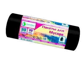 Мешки для мусора 30 л, черные, в рулоне 20 шт., ПНД, 7 мкм, 600х500 мм, MIRPACK Classik, 302040 в Кинешму