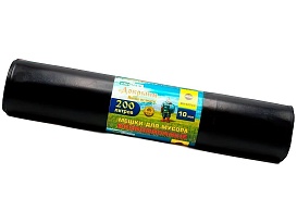 Мешки для мусора 200 л, ароматизированные, черные, в рулоне 10 шт., ПВД, 100 мкм, 1200х800 мм, Добрыня, Dob20010black в Кинешму