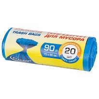 Мешки для мусора 90 л, синие, в рулоне 20 шт., ПНД, 14 мкм, 900х700 мм, LAIMA ULTRA, 607693 в Кинешму