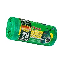 Мешки для мусора 20 л, биоразлагаемые, с ручками, черные, в рулоне 30 шт., ПНД, 10 мкм, 550х440 мм, Крепак, 4607075710047 в Кинешму
