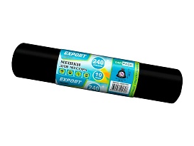 Мешки для мусора 240 л, черные, в рулоне 10 шт., ПВД 80 мкм, 1300х930 мм, EXPORT, exp 24010167 в Кинешму
