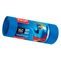 Мешки для мусора 160 л, с ушками, синие, в рулоне 10 шт., ПВД, 30 мкм, 1250х900 мм, PACLAN Multitop, 604064 в Кинешму