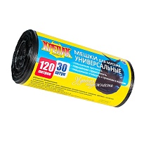 Мешки для мусора 120 л, черные, в рулоне 30 шт., ПНД, 15 мкм, 1100х700 мм, Крепак, 4607075710122 в Кинешму