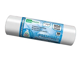 Мешки для мусора 300 л, белые, в рулоне 10 шт., ПВД 70 мкм, 1400х1000 мм, PREMIUM+, 300101602 в Кинешму