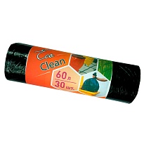 Мешки для мусора 60 л, черные, в рулоне 30 шт., ПНД, 6 мкм, 640х580 мм, Концепция Быта EcoClean, 603890 в Кинешму