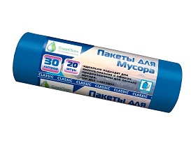 Мешки для мусора 30 л, синие, в рулоне 20 шт., ПНД, 7 мкм, 600х500 мм, MIRPACK Classik, 302041 в Кинешму