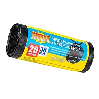 Мешки для мусора 20 л, черные, в рулоне 30 шт., ПНД, 10 мкм, 550х440 мм, Крепак, 4607075710092 в Кинешму