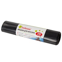 Мешки для мусора 240 л, черные, в рулоне 5 шт., ПВД 30 мкм, 1300х900 мм, Любаша, 605338 в Кинешму