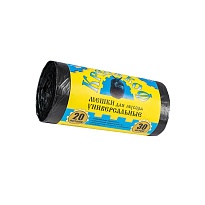 Мешки для мусора 20 л, с ушками, черные, в рулоне 30 шт., ПНД, 10 мкм, 550х440 мм, Крепакоф, 4607075710221 в Кинешму