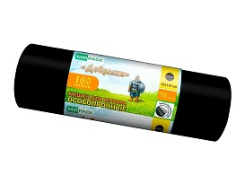 Мешки для мусора 180 л, ароматизированные, черные, в рулоне 10 шт., ПВД, 100 мкм, 1100х930 мм, Добрыня, Dob18010black в Кинешму