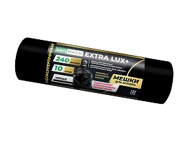 Мешки для мусора 240 л, черные, в рулоне 10 шт., ПВД 60 мкм, 1300х930 мм, EXTRA LUX+, 24010115 в Кинешму