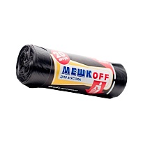 Мешки для мусора 60 л, черные, в рулоне 20 шт., ПНД, 9 мкм, 700х600 мм, МЕШКОFF, 4045 в Кинешму